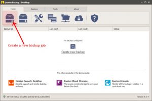 Create new image backup job