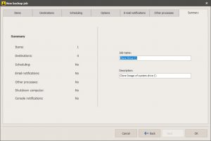Summary tab create computer backup job