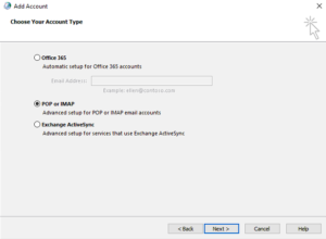 Choose mail account type
