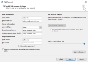 POP and IMAP account settings